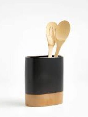 Crate & Barrel Thero Matte Black Utensil Holder